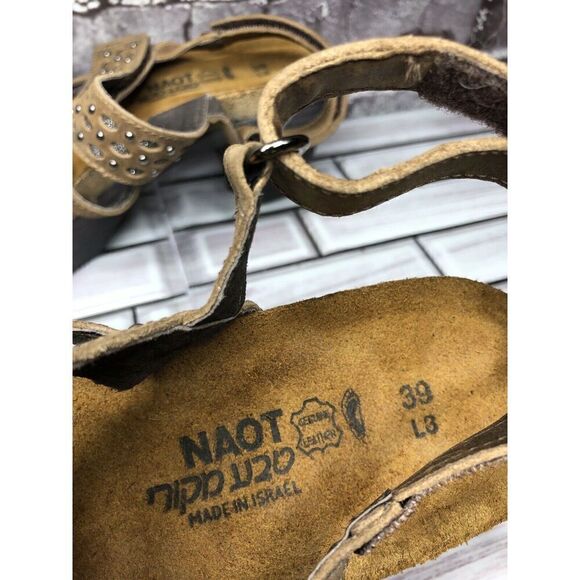 Naot Brown Leather Studded Casual Ankle Strap Heel Sandals Women Sz 39EU/8M US - Picture 15 of 16